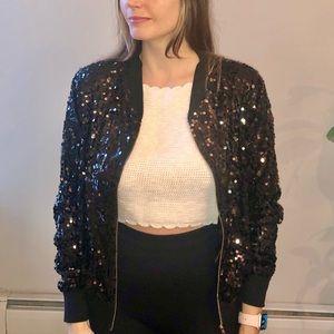 Sparkly sequin bomber jacket